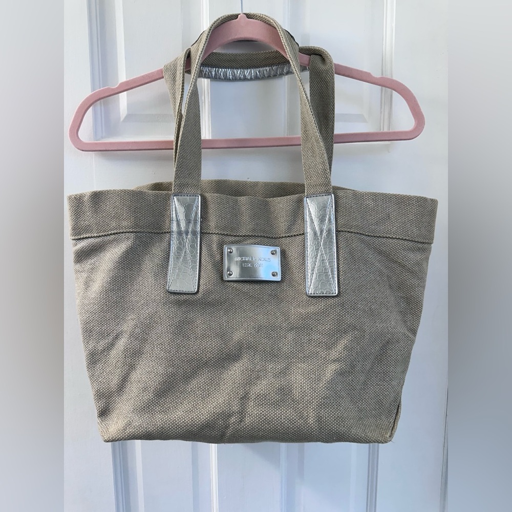 Michael Kors Silver and Tan Women's Tote Bag